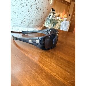 Oakley Antix Sunglasses Woodgrain Black Frame Grey Lens Made in USA Wrap Sport